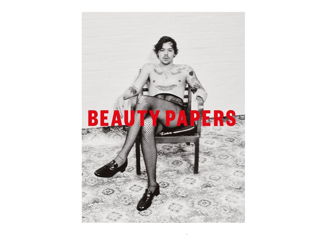 Harry Styles w kabaretkach pozuje na okładce magazynu Beauty Papers<